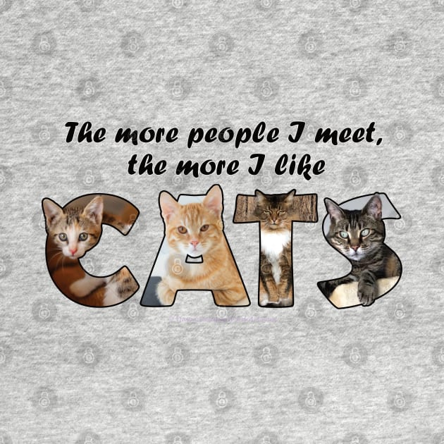 The more people I meet the more I like cats - mixed cat breed oil painting word art by DawnDesignsWordArt